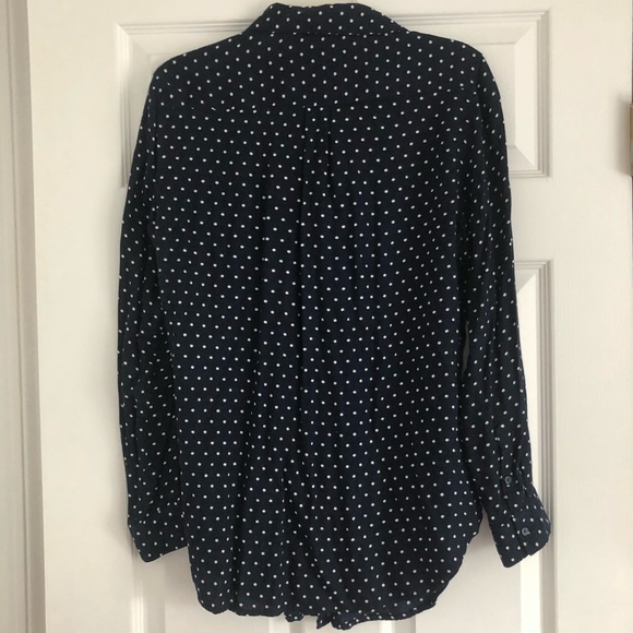 Banana Republic Button Up Blue & White Polka Dot M - Picture 5 of 5